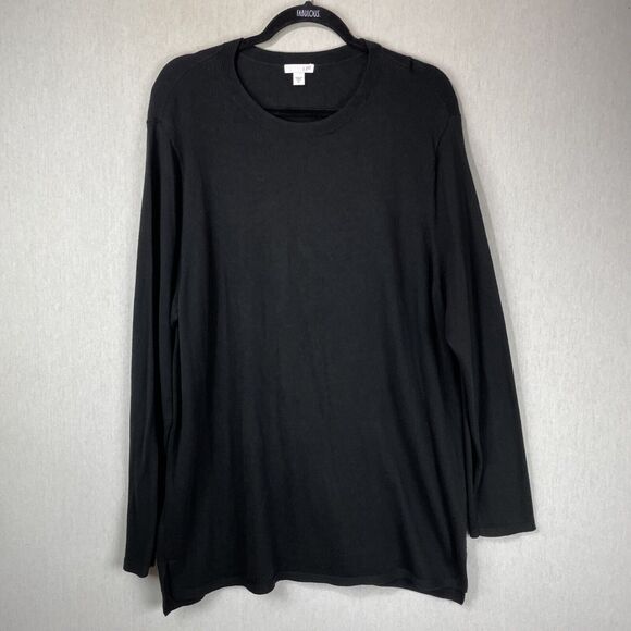 J. Jill Top Blouse Womens Size XL Solid Black Long Sleeve Witch Goth Halloween - Picture 1 of 9